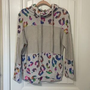 White Birch Multicolor Patterned Hoodie